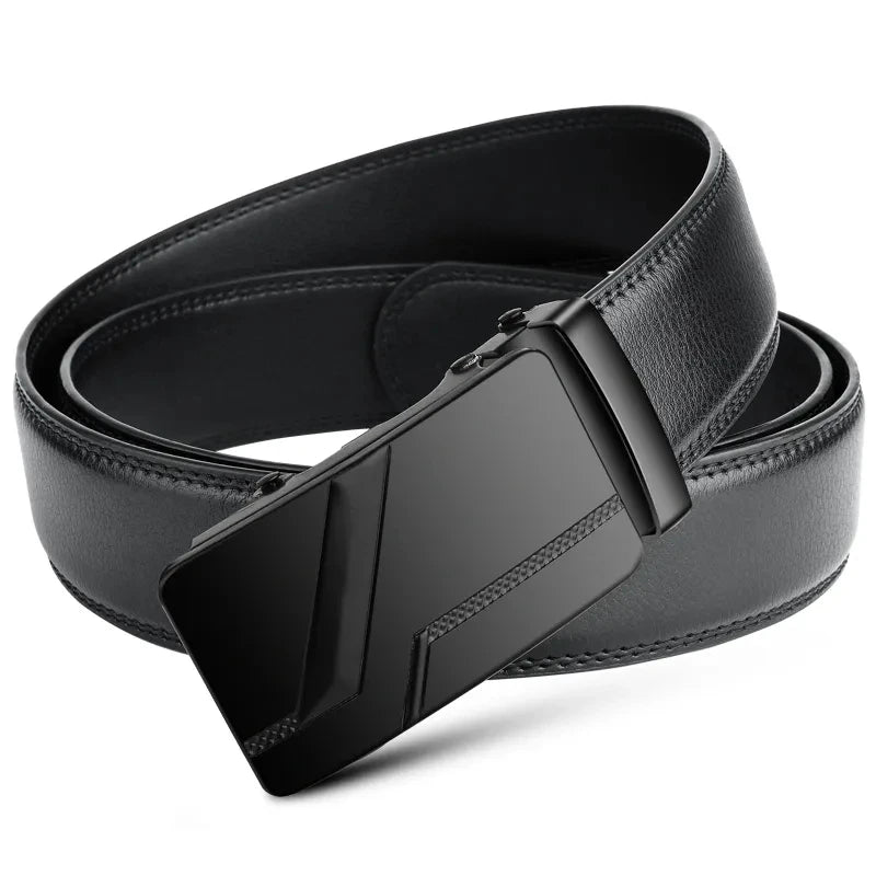 Men'S High-Quality Belt 110Cm 120Cm 130Cm Luxury Belt, Black Men'S Automatic Buckle Jeans Men'S Belt Suit Belt