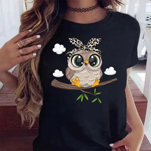 Owl print tee detail