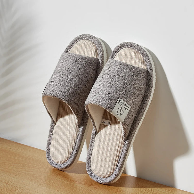 Breathable linen house slippers