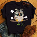 Cartoon owl graphic tee for women