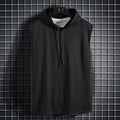 Solid hooded sleeveless tank top for men