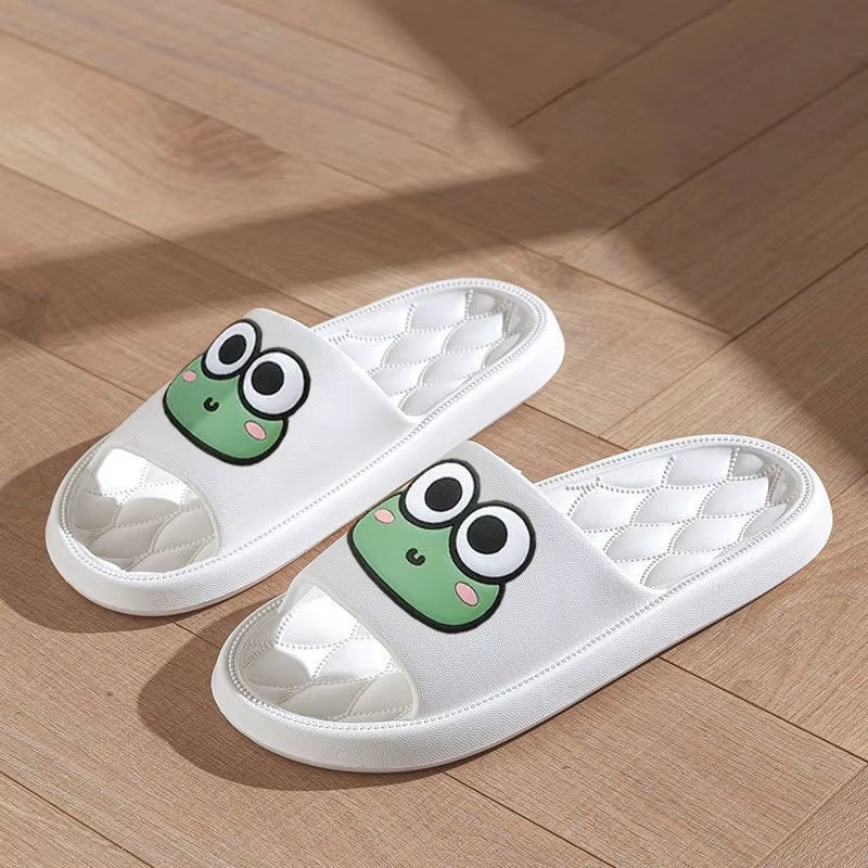 Summer Beach Slides Bathroom anti Slip Slipper Non-Slip Home Flip Flops Cartoon Frog Soft Sandals