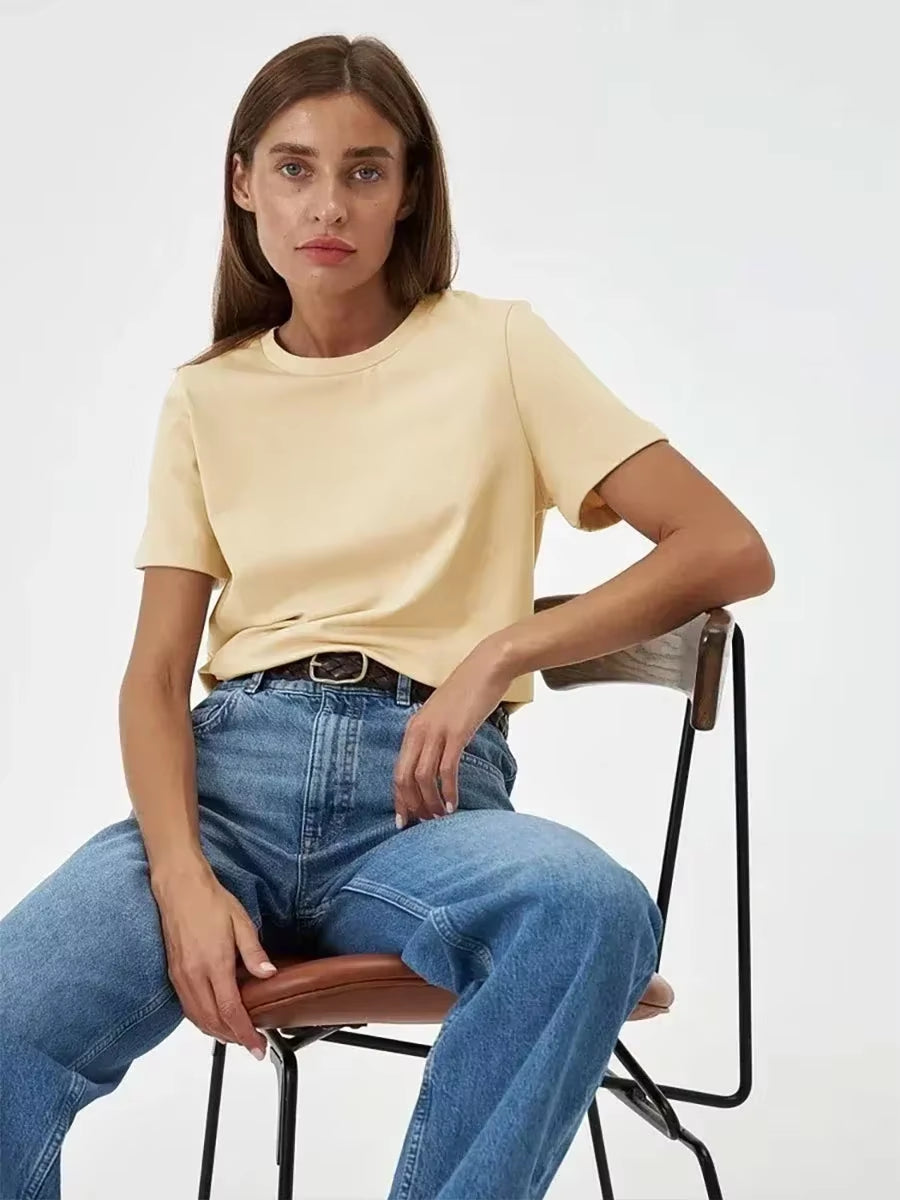 100% cotton loose basic tee for women