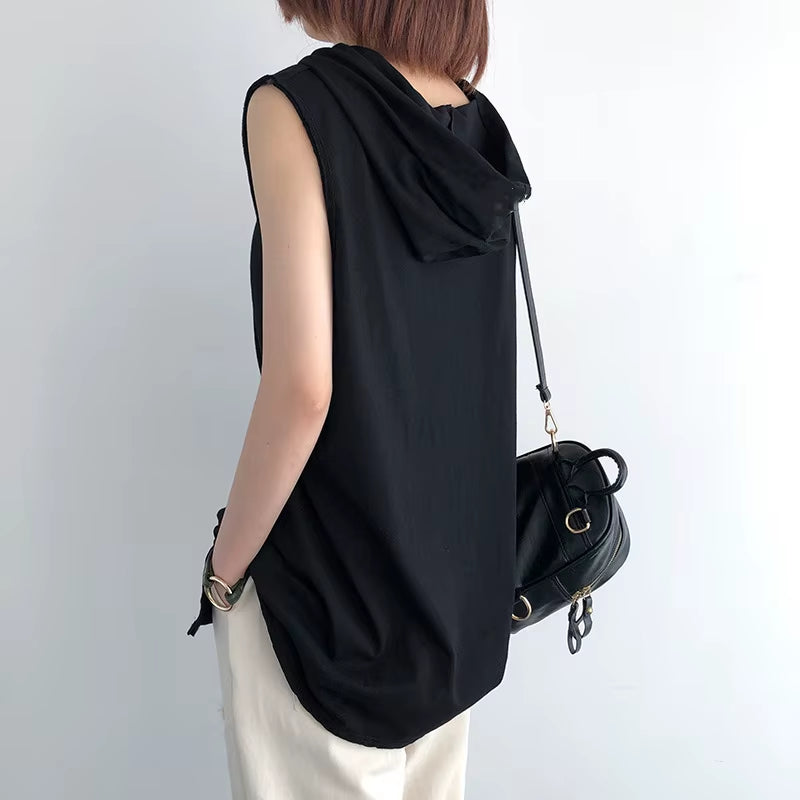 Solid Hooded Sleeveless Tank Top for Men