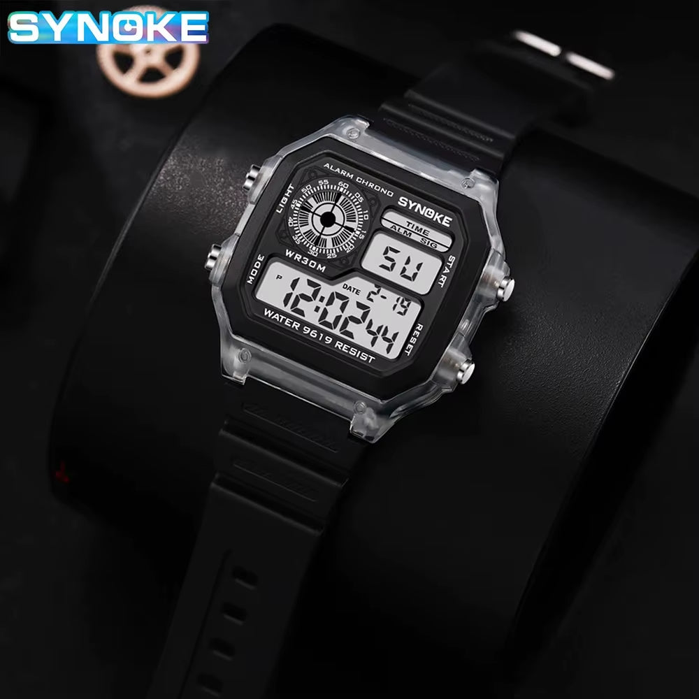 Digital Watches Men Sports Luminous Multifunction Waterproof Chrono Wristwatch Outdoor and Running Student Seven Lights