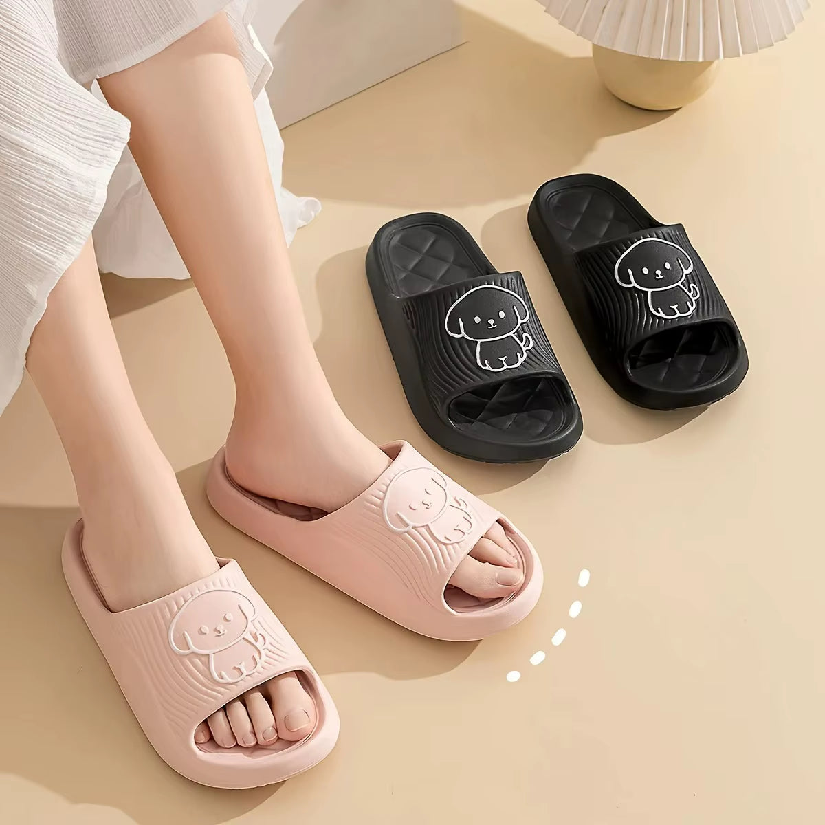 Cute Thick Sole Pillow Slides, Unisex