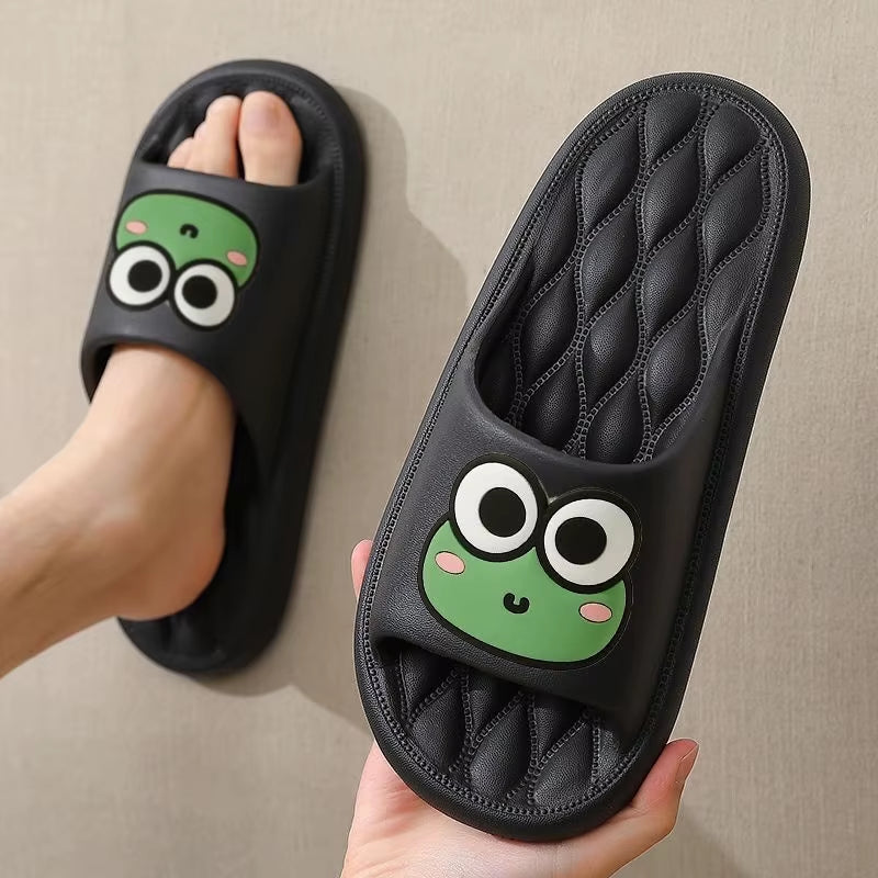 Summer Beach Slides Bathroom anti Slip Slipper Non-Slip Home Flip Flops Cartoon Frog Soft Sandals