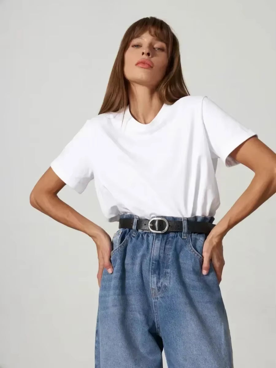 100% Cotton Loose Basic Tee for Women
