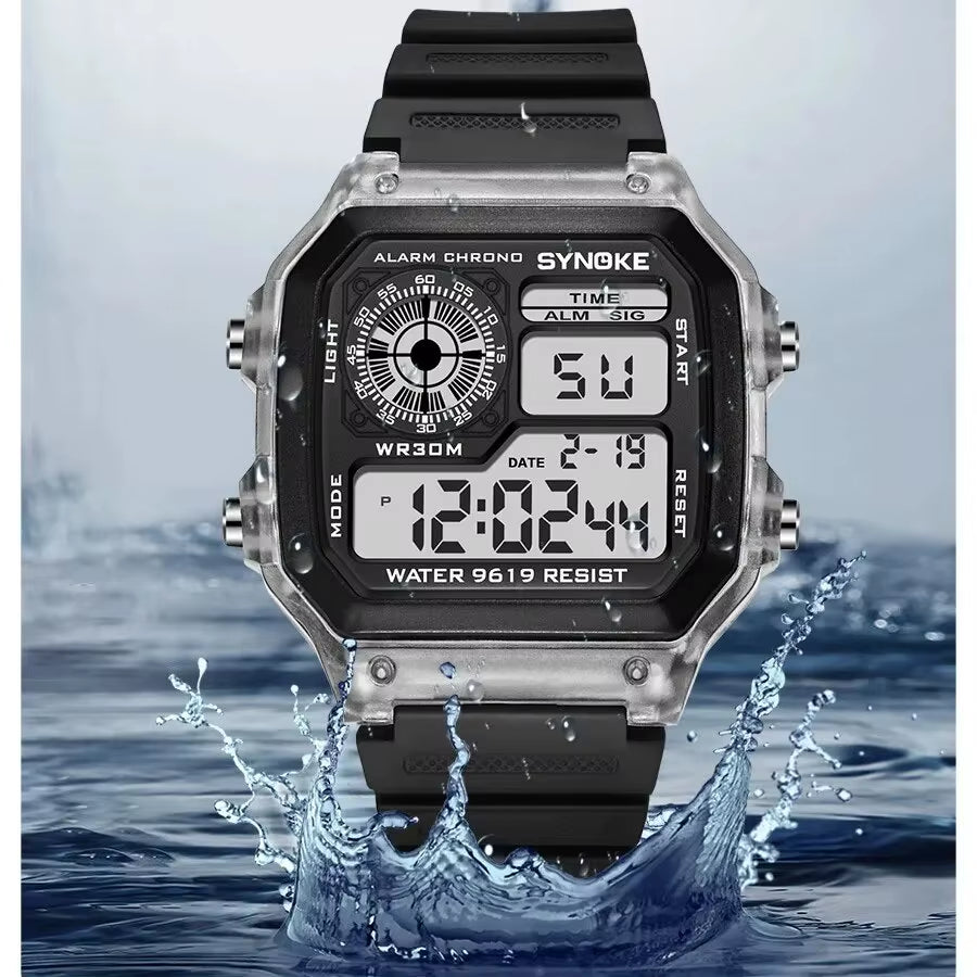 Digital Watches Men Sports Luminous Multifunction Waterproof Chrono Wristwatch Outdoor and Running Student Seven Lights
