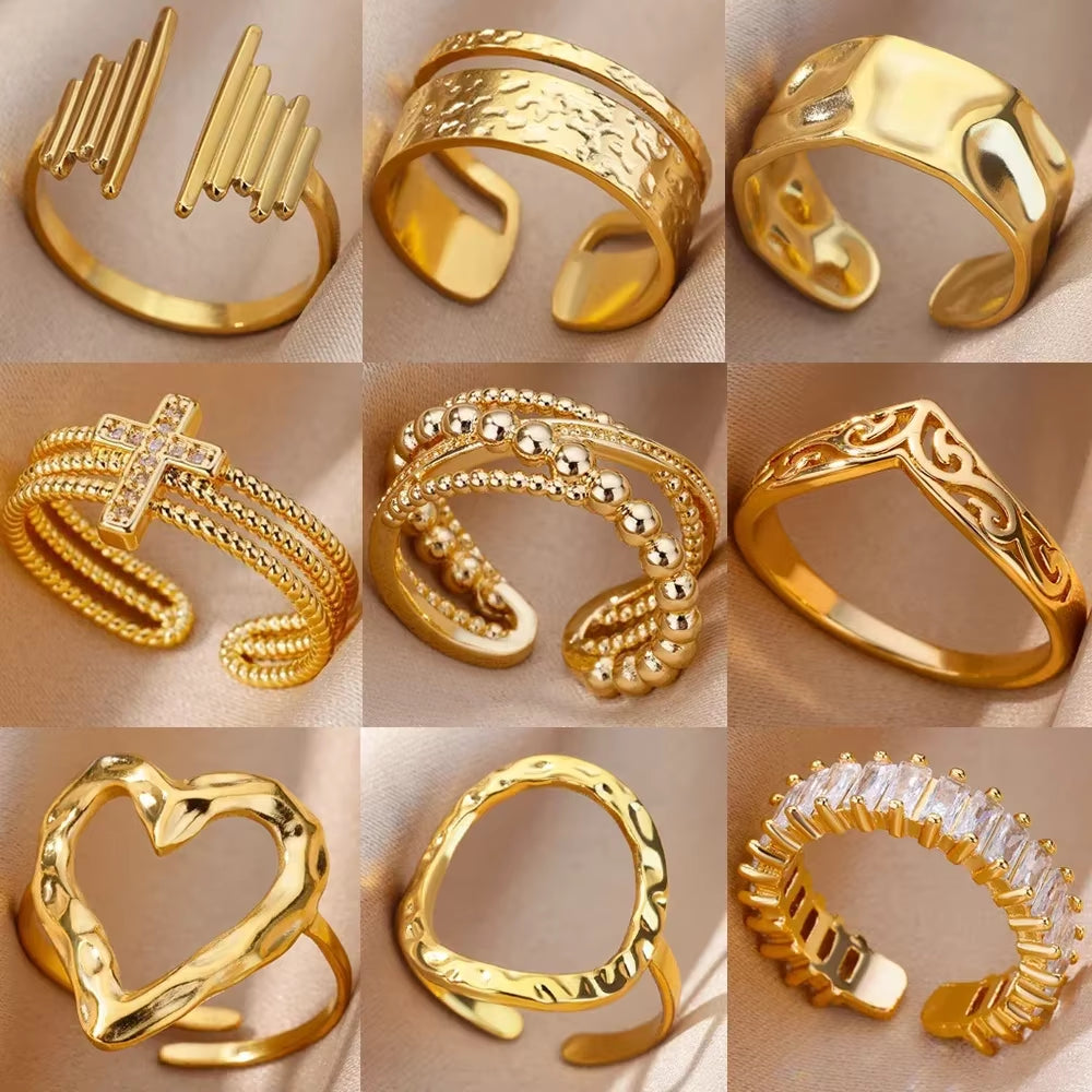 Gold-Tone Stainless Steel Rings for Women, Many Styles