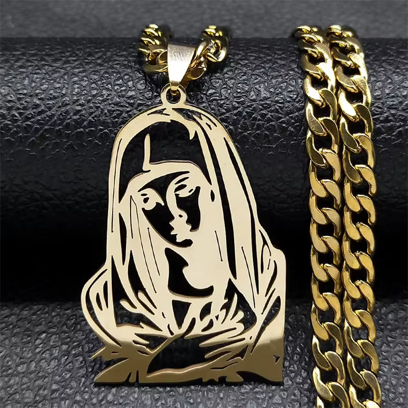 Hip Hop Punk Crown of Thorns Jesus Cross Necklace for Men Stainless Steel Gold Plated Crucifix Pendant Necklaces Jewelry N8052