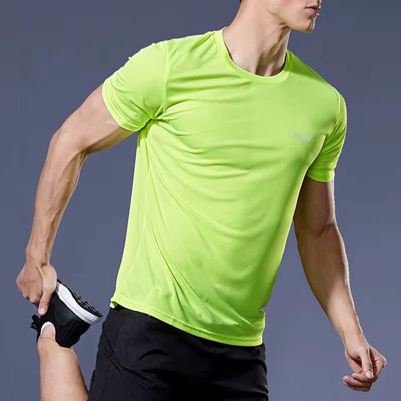 Summer Sport Gym T Shirt Men Quick Dry Running Bodybuilding Shirts Men Short Sleeve Fitness Tops Oversized Brazil T-Shirt Jersey