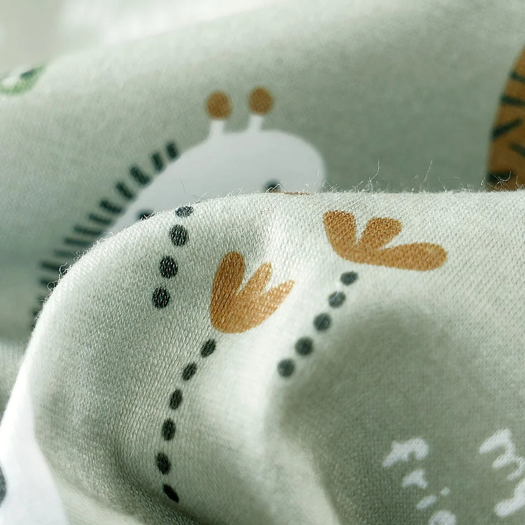 Adorable Infant Zoo Animal Print Romper for Boy Newborn Baby Faux Two-Piece Bodysuit with Short Sleeves Casual Play Wear