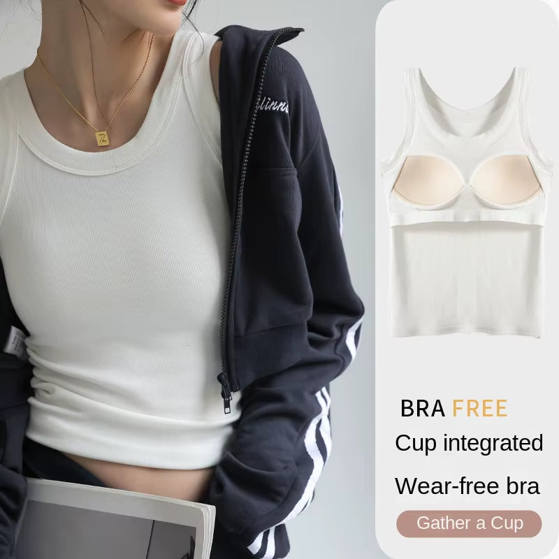Ribbed Tank Top with Built-In Pad for Women