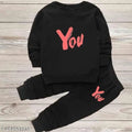 Kids' Cotton Blend Printed Clothing Set, Black