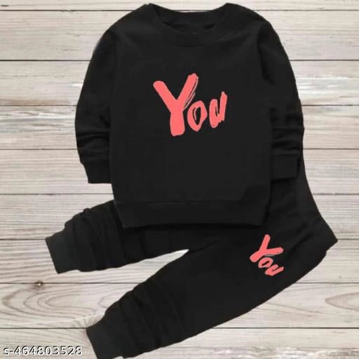 Kids' Cotton Blend Printed Clothing Set, Black