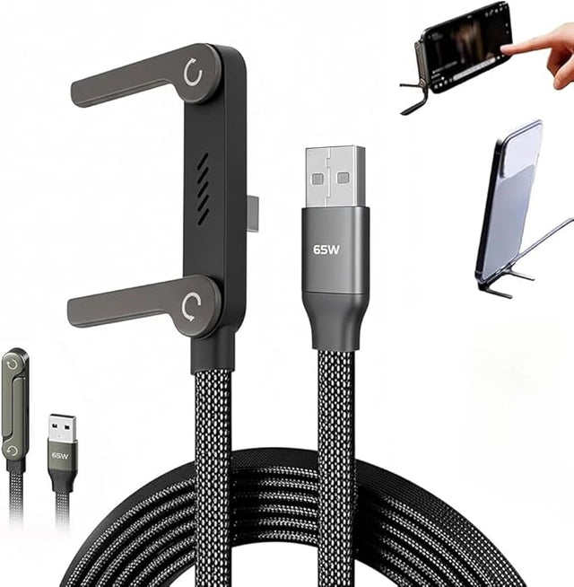 240W Fast Charging Cable with Built-In Phone Stand