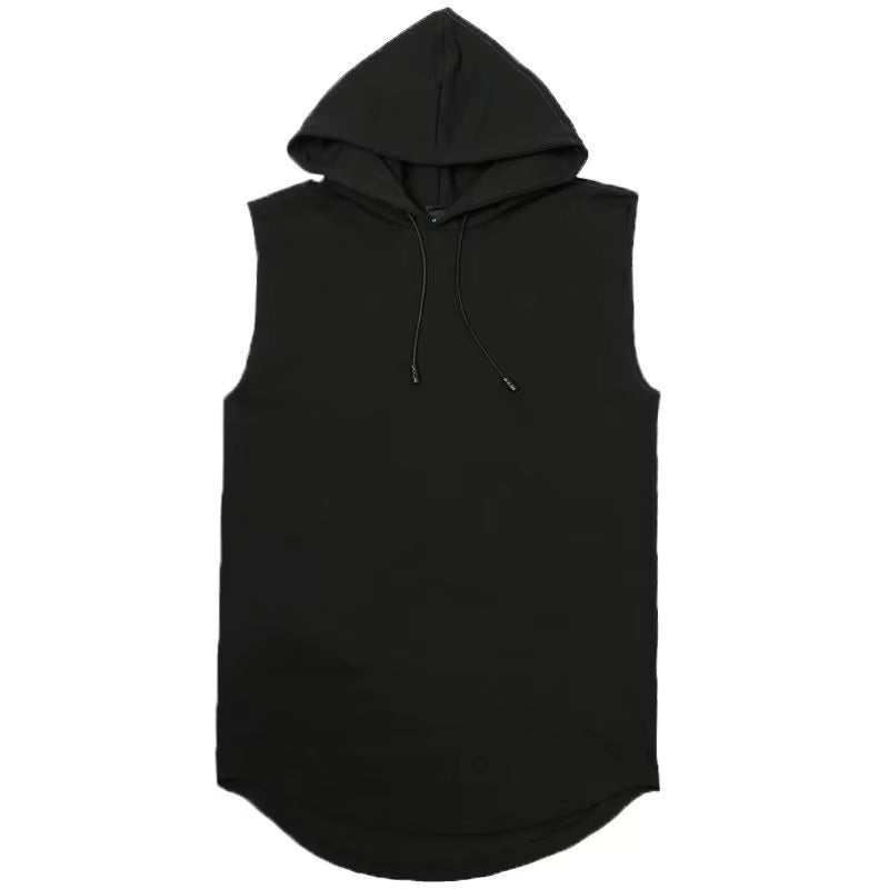 Solid Hooded Sleeveless Tank Top for Men