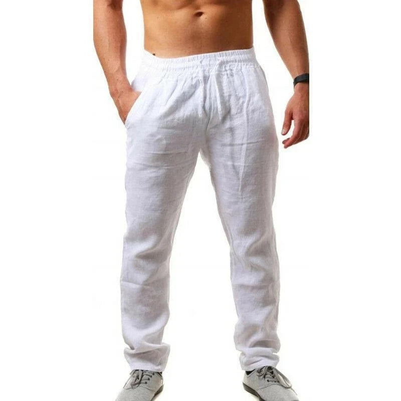 Cotton linen jogger pants for men